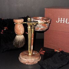 J.H.L Marble Shaving Set w/ Brush, Bowl, Safety Razor & Stand Never Used picture