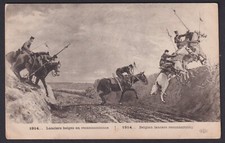 WWI (28863): 1914 Belgian lancers reconnoitring picture postcard picture
