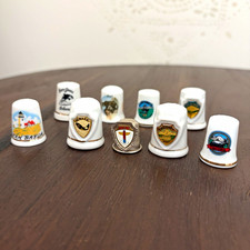 Lot of 9 Vintage Travel Souvenir Thimbles Washington State and PNW  picture