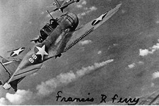 Francis Ferry auto/signed 4x6 photo Pacific Theater Navy Pilot WW II COA LOOK picture