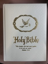 1971 Holy Bible KJV Wedding Edition White Gold Gibson Vintage King James picture