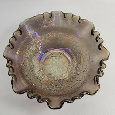 Vintage Imperial Amethyst Purple Carnival Glass Windmill Scalloped Ruffled Bowl picture