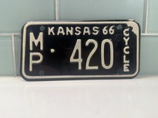 420 KANSAS LICENSE PLATE 1966 Motorcycle 66 666 McPherson County picture