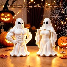 3D Printed Ghost Statue Muscular Curvy Figurine Halloween Tabletop Party Decor picture
