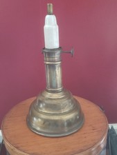 ANTIQUE CIRCA 1890s BRASS AND WHITE IRONSTONE EUROPEAN BREVETE OIL LAMP GREAT picture