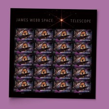USPS PANE OF 20 FIRST CLASS LETTER STAMPS JAMES WEBB SPACE TELESCOPE 82¢ picture
