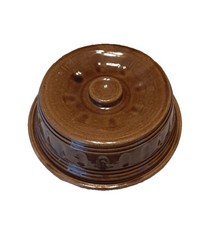 Vtg UAS Brown Glazed Stoneware Pottery USA Covered Baking Casserole Dutch Oven picture