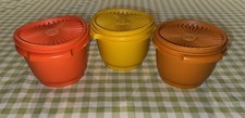 Vintage Tupperware Servalier Containers with Lids (Set of 3) Harvest Colors picture
