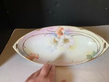 Antique Royal Rudolstadt Prussia Oval Poppies Flower Bowl picture