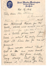 Sara Teasdale UNsigned Partial Letter 1912 to George Sterling / Autograph Poet picture