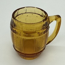 Miniature Amber Glass Whiskey Barrel Mugs Shot Glass 2.25