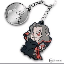 Castlevania Dracula PVC Keychain + Metal Castle Moon Charm Figure Limited Run picture