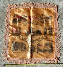 Vintage 1940s, Souvenir Of California, Silk Souvenir Pillow Case Sham WWII circa picture