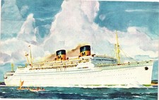 Matson Lines Lurline Luxury Ocean Liner Hawaii Linen Postcard picture