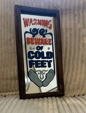 👣 Vintage 1974 Wallace Berrie Co Mirror Novelty Beware Of Cold Feet Retro 👣 picture