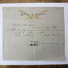 1919 William A. Weinmann Automobiles Trenton NJ Receipt REO Motor Car Ephemera picture