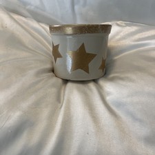 Vintage R.R.P. Co. Roseville Ohio Pottery Small Crock * Made in U.S.A. Stars  z1 picture
