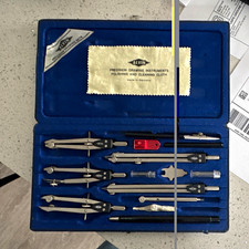 Alvin Precision Drafting Instruments Set in Blue Case w/ Cleaning Cloth picture