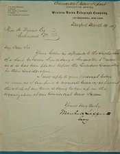 1867 Western Uni0n Letter Signed Marshall Lefferts Telegraph VA Line picture
