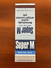 Vintage Super M Menthol 100 S Diamond Matchbook Cover NYC Advertising picture