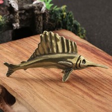 Brass Swordfish Figurine Fish Statue Animal Figurines Toys Desktop Decoration picture