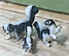 Vintage Bone China Skunk Family Figurines Set of 3 Miniature Japan Style picture