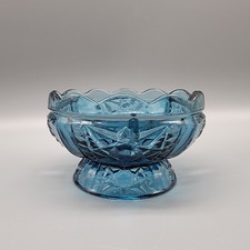 Vintage Indiana Glass Stars and Bars Blue Fairy Lamp - BASE ONLY picture