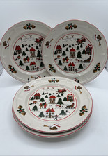 Set of 4 Jamestown China Joy Of Christmas Scalloped Rim Dinner Plates 10 1/2” picture