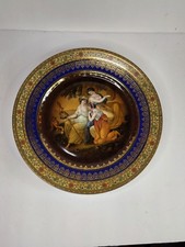 Antique EPIAG Czechoslovakia Porcelain Wall Plate-cobalt & gilt accents c. 1925 picture