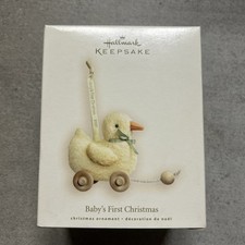 Hallmark Keepsake Ornament Baby's First Christmas 2007 Yellow Duck Pull Toy picture