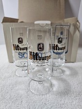 Vintage 1997 Bitburger German Beer Glasses Sahm Exclusiv Pokal NOS New Boxed picture