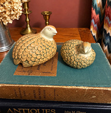Andrea by Sadek Hand Painted Ceramic Quail Bird Figurines Set of 2 picture