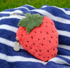 Miffy Dick Bruna Plush Fluffy Strawberry Die-cut Coin Pouch Cosmetic Bag picture