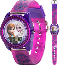 Disney Frozen Kids Digital Watch – Anna & Elsa LCD Timepiece, Purple Printed picture