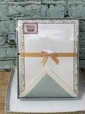 Vtg New Stationery Box Set Writing Paper Note Cards Envelopes English Flowers picture