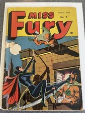MISS FURY #2 Timely Classic WW2 Nazi GGA Schomburg Cover Scarce Golden Age picture