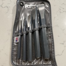 New Rare Vintage Fulton Chisel 5 Pc Set Made In Usa With Holding Pouch picture