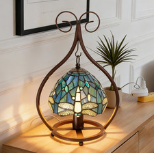 11''Single Head Creative Glass Lamp, Blue Dragonfly Table Lamp, Tiffany New Lamp picture
