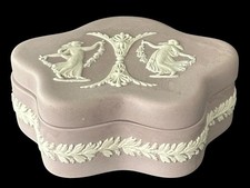 Wedgwood Jasperware Lilac and White Rectangle Box with Lid Trinket Box 1970 HTF picture