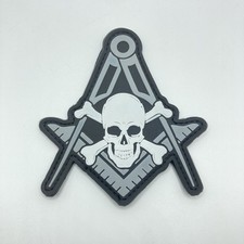 Masonic Freemason Square and Compass Skull Memento Mori PVC Tactical Patch picture