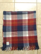 Vitg Faribo 100% acrylic Maroon Gray Blue tartan plaid blanket throw USA 52x55 picture