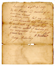 1827 Handwritten resignation letter Lancaster PA Signed W Heitshu George Musser picture