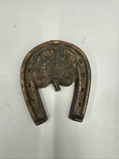 Antique Metal Souvenir Four Leaf Clover Paperweight brass vintage mohawk trail picture