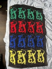 Vintage PGA Tour TPC Golf Towel Black Multi Color Logo Grid Sawgrass Retro 90s picture