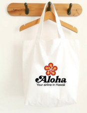 Aloha Airlines Logo Retro Canvas Tote Bag Hawaii Travel Personal Item Souvenir picture