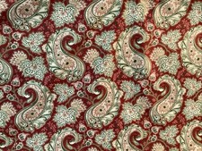 Thomas Kinkade Bloomcraft Screenprint Paisley Canvas Fabric 55” W X 36” BTY 15AV picture