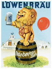 Lowenbrau Beer - Oktoberfest Theme w/ Lion NEW METAL SIGN: 12x16