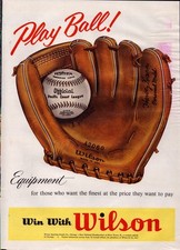 1957 Vintage Print AD - Win with Wilson - Baseball Glove Play Ball - Wall Art picture