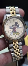 GENUINE Vintage Accutime MK2180A Disney Mickey Mouse Stainless & Gold Watch picture
