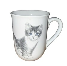 Vtg Otagiri Japan Gray Kitty Cat Blue Eyes Mug Jonah's Workshop Kitten Cup 10 Oz picture